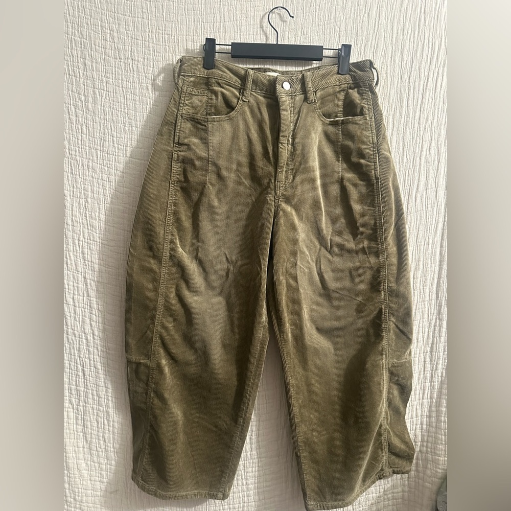 Pilcro The Kenna Heritage Mid-Rise Barrel Jeans moss green corduroy sz 30 - Picture 2 of 6